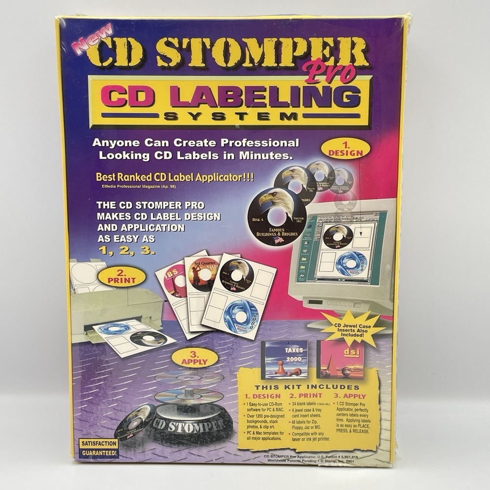 New Sealed CD Stomper Pro CD Labeling System PC Mac CD-R Label Maker Kit